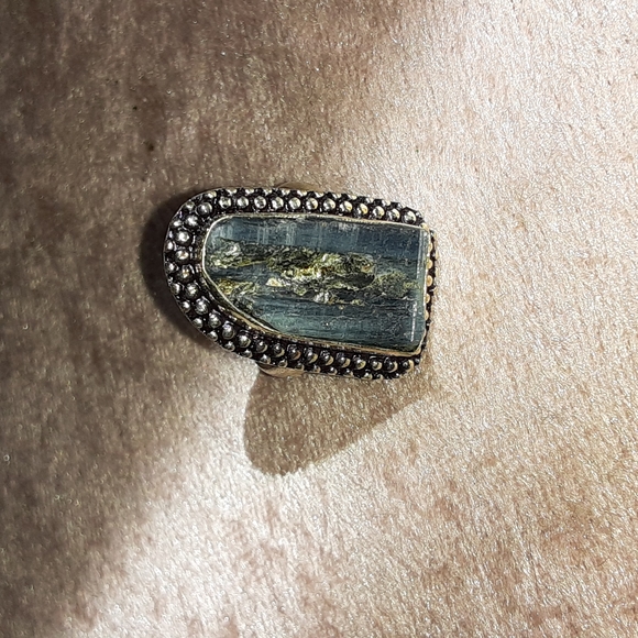 Rare Rough Blue Kyanite Ring Size 6 Witch Healing Ring 925 Silver - Picture 2 of 5